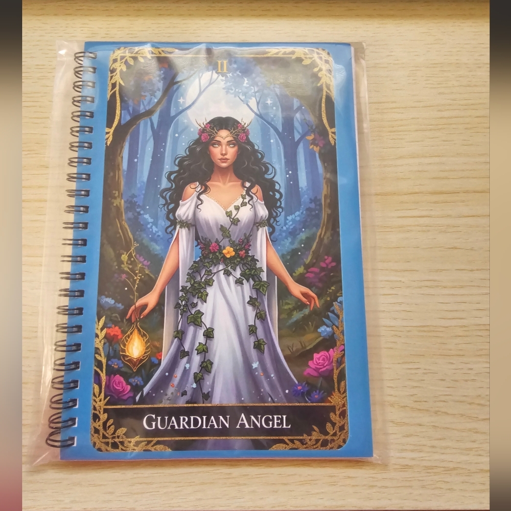 Guardian Angel Tarot Aesthetic Lined Journal – Floral Forest Cover – New